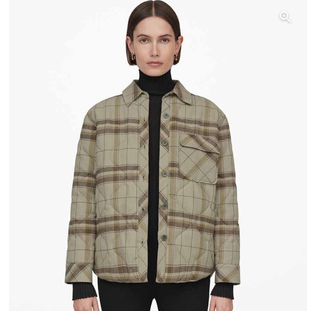 Anine Bing Plaid Jacket in Olive and Brown
